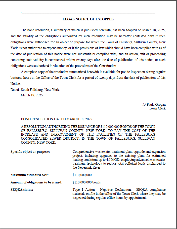 legal notice of estoppel
