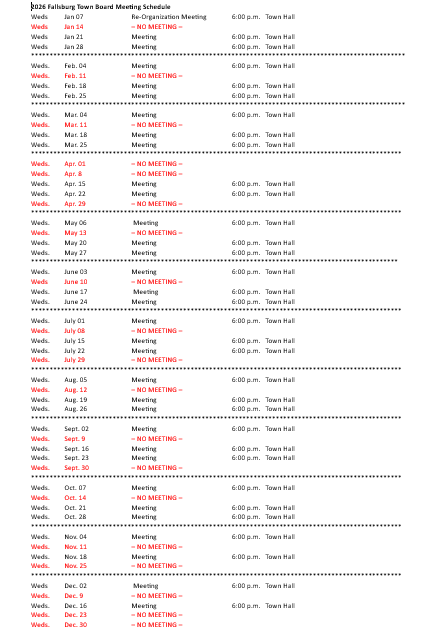 2026 meeting schedule